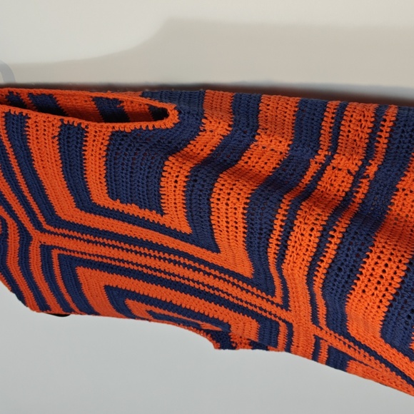 FRNCH NWT Cybille Sleeveless Crochet Jacket Vibrant Orange and Blue Knit Medium - Picture 15 of 16